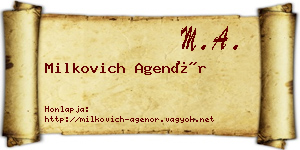 Milkovich Agenór névjegykártya